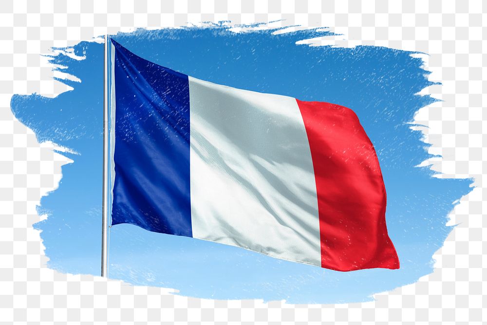 France png flag brush stroke sticker, transparent background