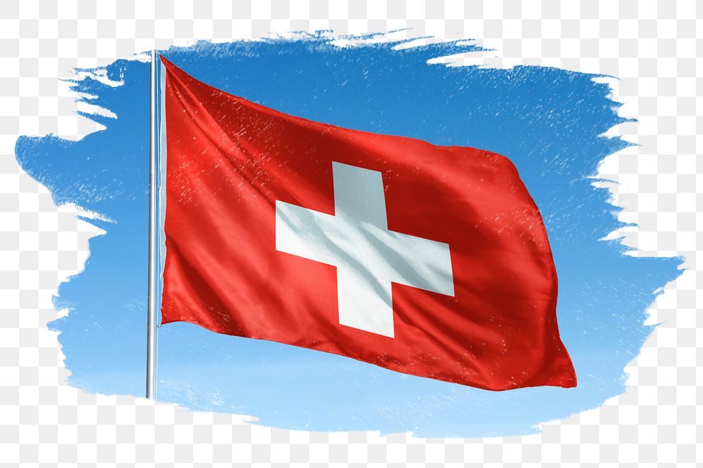 Switzerland png flag brush stroke sticker, transparent background