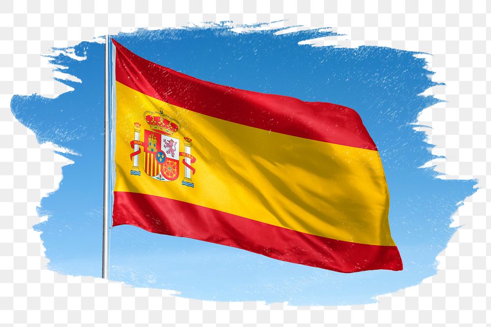 Spain png flag brush stroke sticker, transparent background