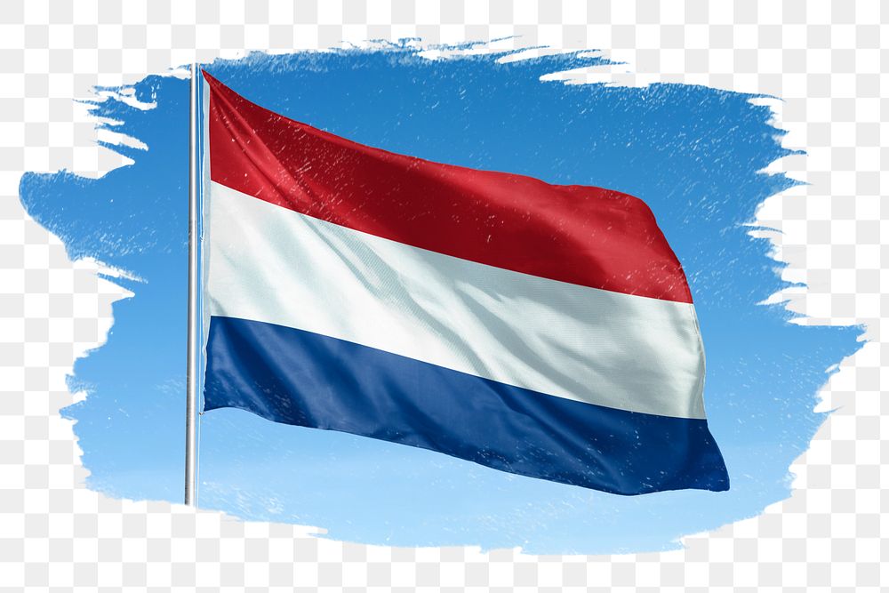 Netherlands png flag brush stroke sticker, transparent background