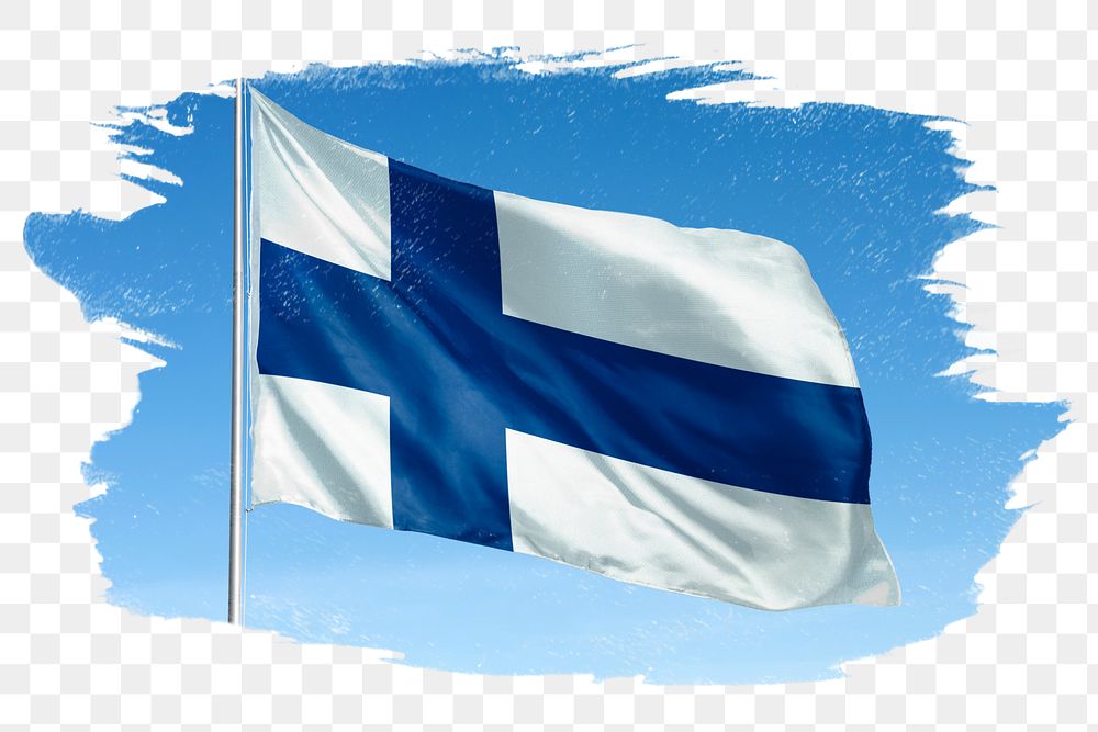 Finland png flag brush stroke sticker, transparent background