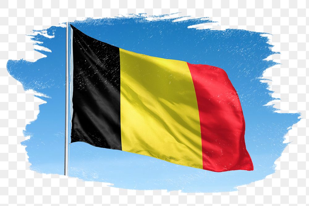 Belgium png flag brush stroke sticker, transparent background