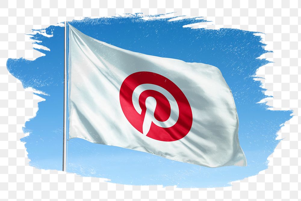 Pinterest icon png flag, brush stroke, social media. 25 MAY 2022 - BANGKOK, THAILAND
