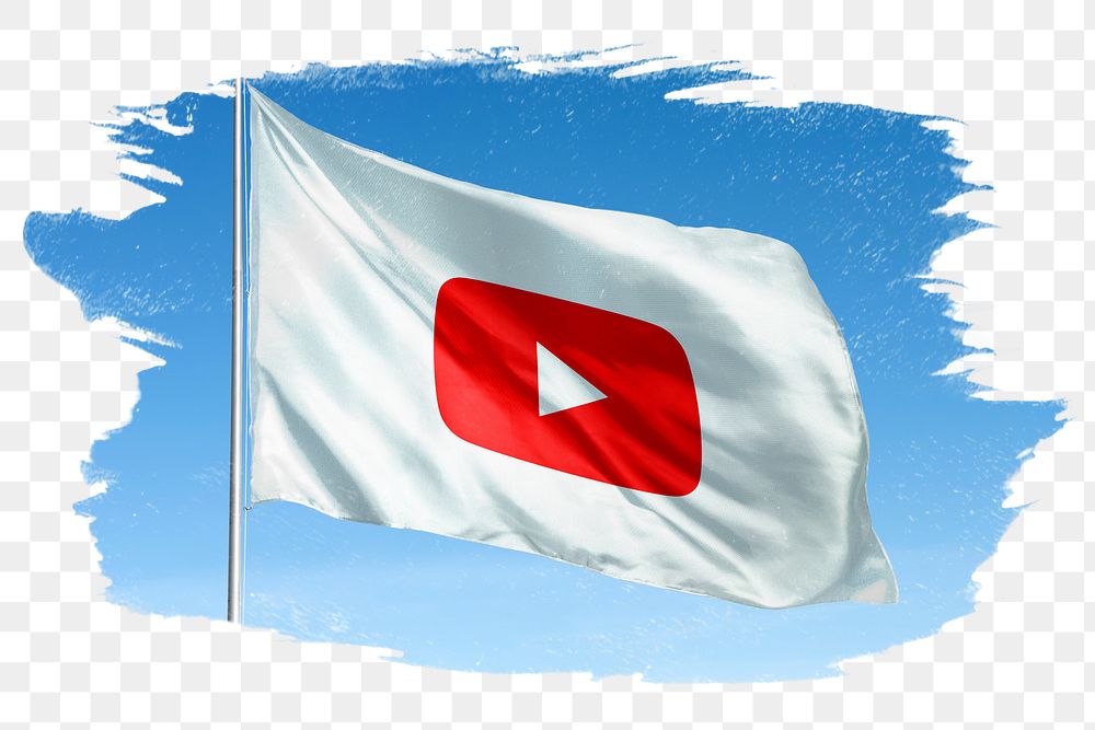 Youtube icon png flag, brush stroke, social media. 25 MAY 2022 - BANGKOK, THAILAND