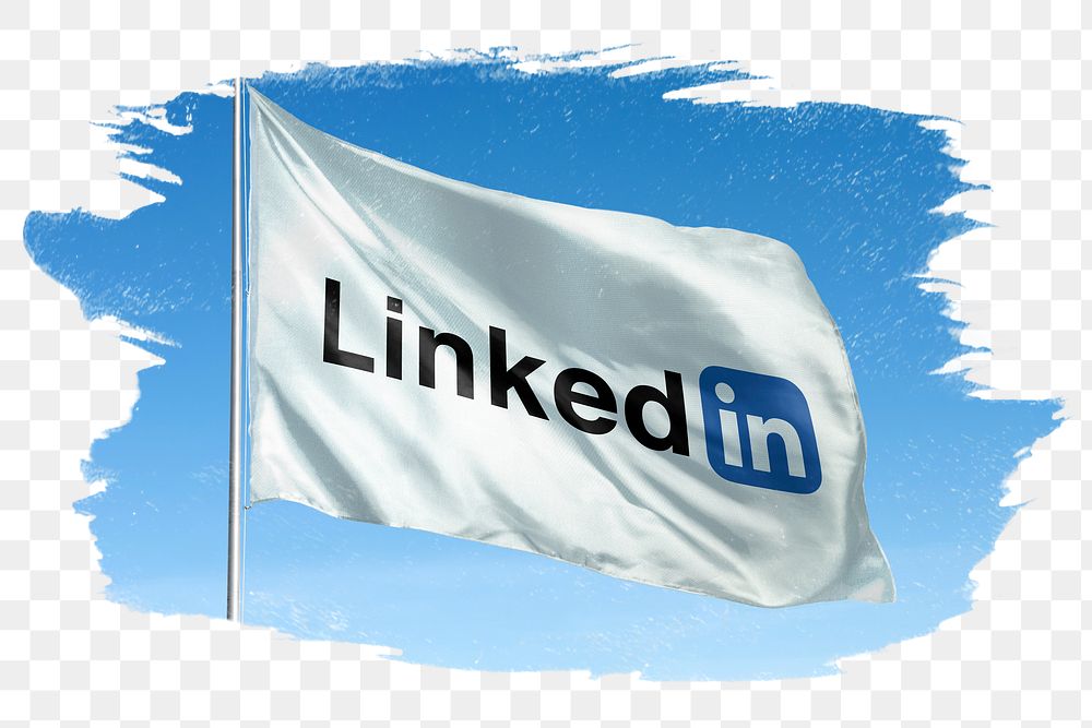 Linkedin icon png flag, brush stroke, social media. 25 MAY 2022 - BANGKOK, THAILAND