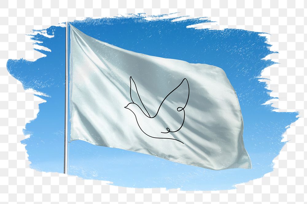 Dove png flag brush stroke sticker, transparent background