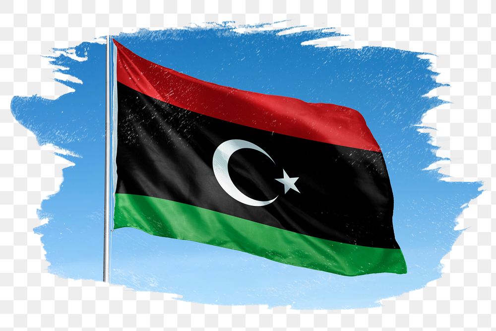 Libya png flag brush stroke sticker, transparent background