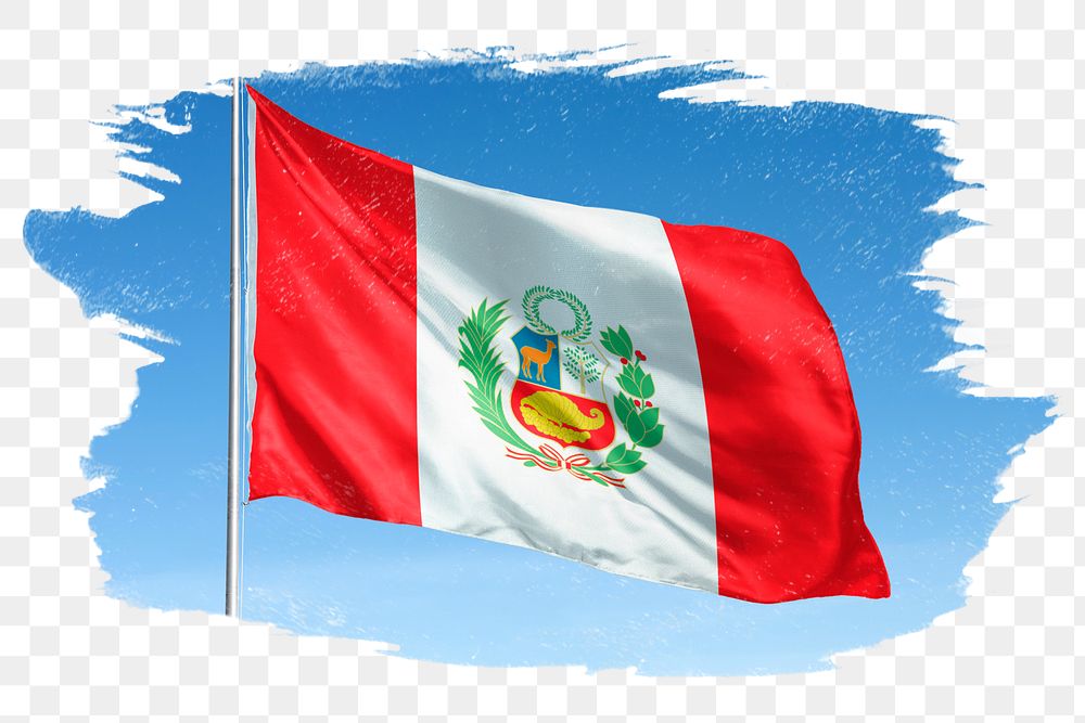 Peru png flag brush stroke sticker, transparent background