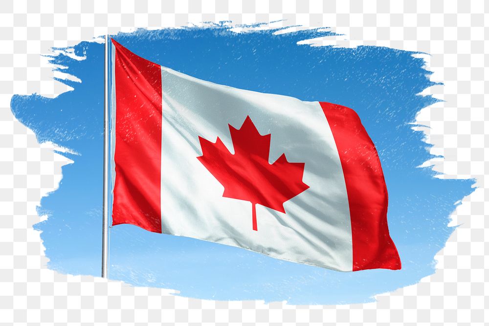 Canada png flag brush stroke sticker, transparent background