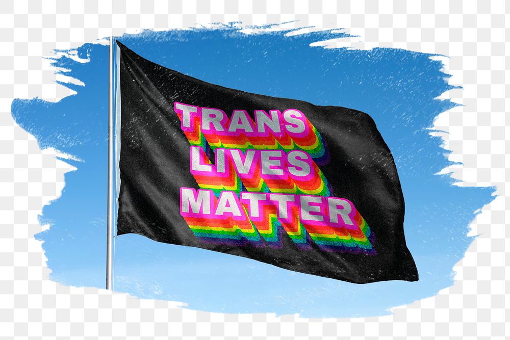 Trans lives matters flag sicker, brush stroke, transparent background