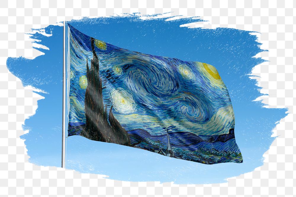 The starry night png flag, transparent background, remixed by rawpixel.