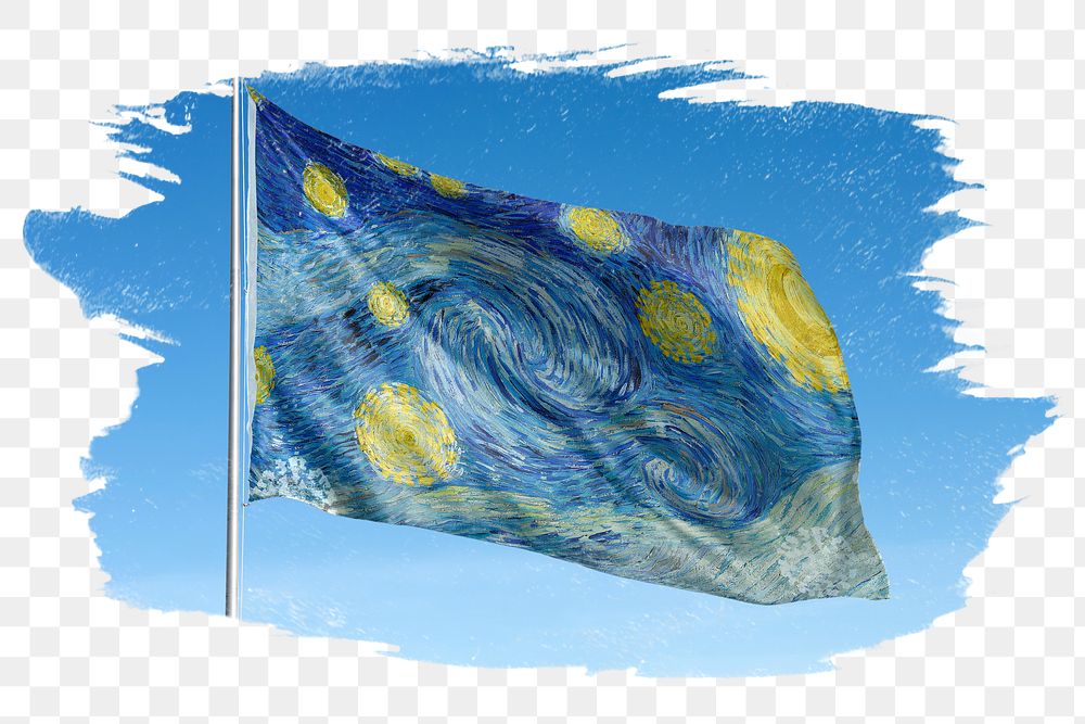 The starry night png flag, transparent background, remixed by rawpixel.