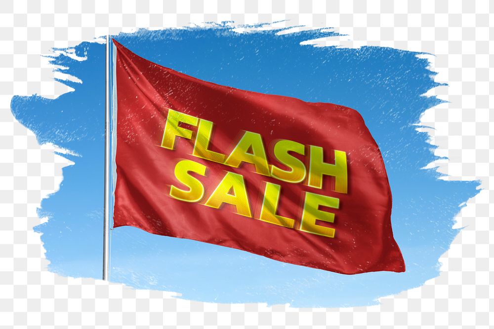 Waving png flash sale flag graphic, brush stroke, transparent backgorund