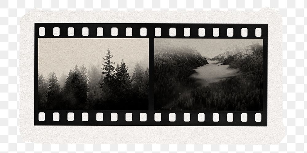 Film strip png, landscape digital sticker, collage element in transparent background
