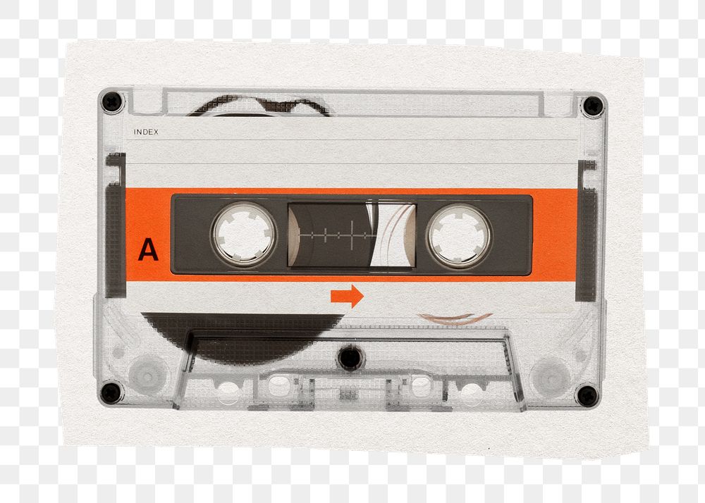 Cassette tape png digital sticker, collage element in transparent background