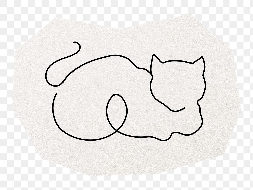 Cat png sticker, pet animal line art illustration in transparent background