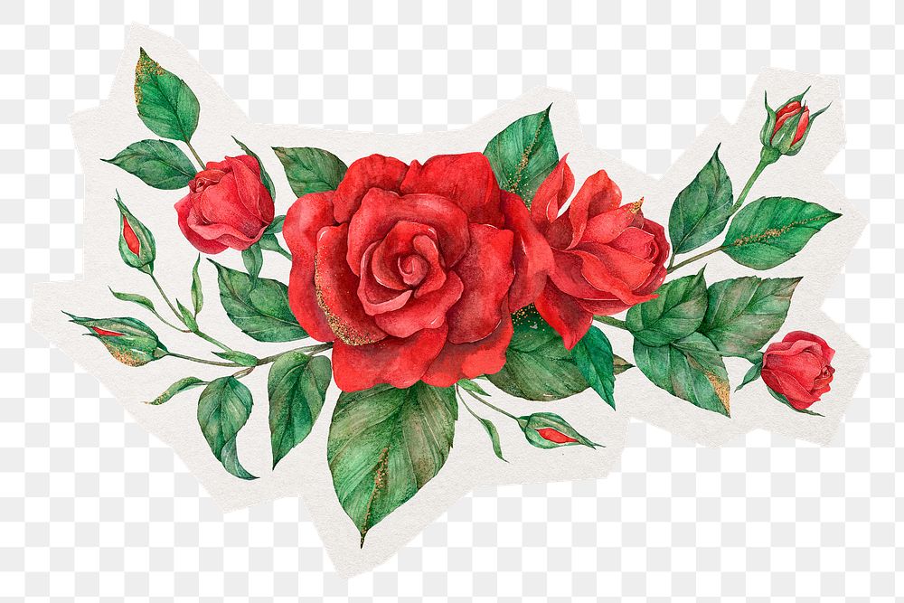 Decorative rose png sticker, floral illustration in transparent background