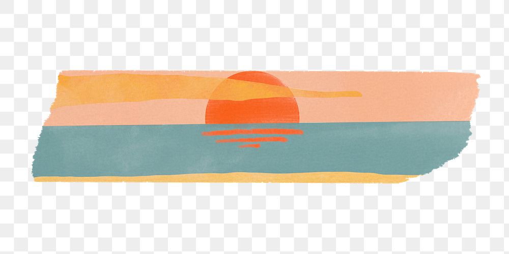 PNG sunset washi tape, journal sticker element, transparent background