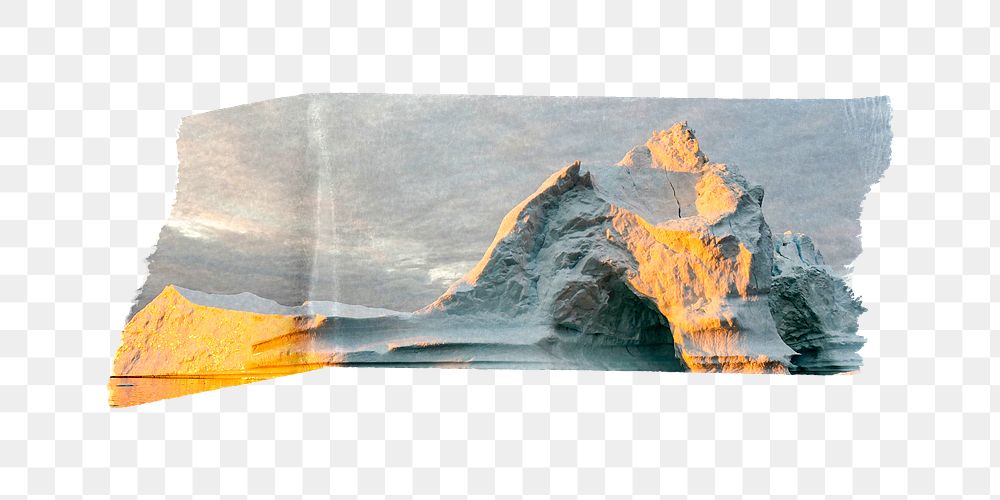 PNG glacier washi tape, journal sticker element, transparent background