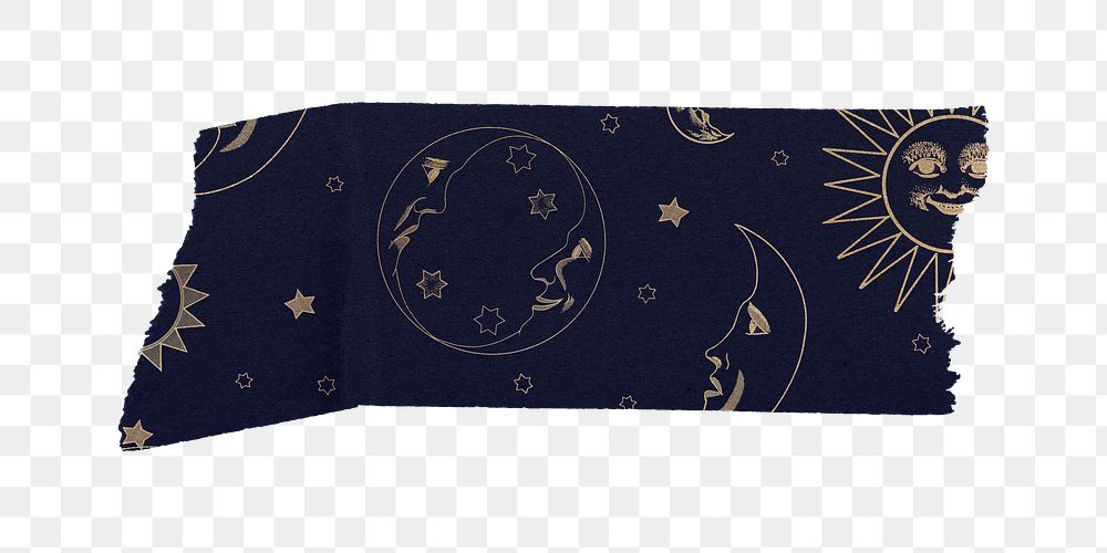 PNG celestial washi tape, journal sticker element, transparent background
