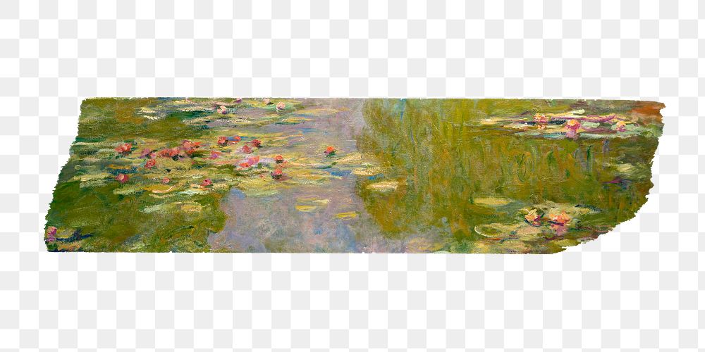 PNG Claude Monet's painting washi tape, journal sticker element, transparent background