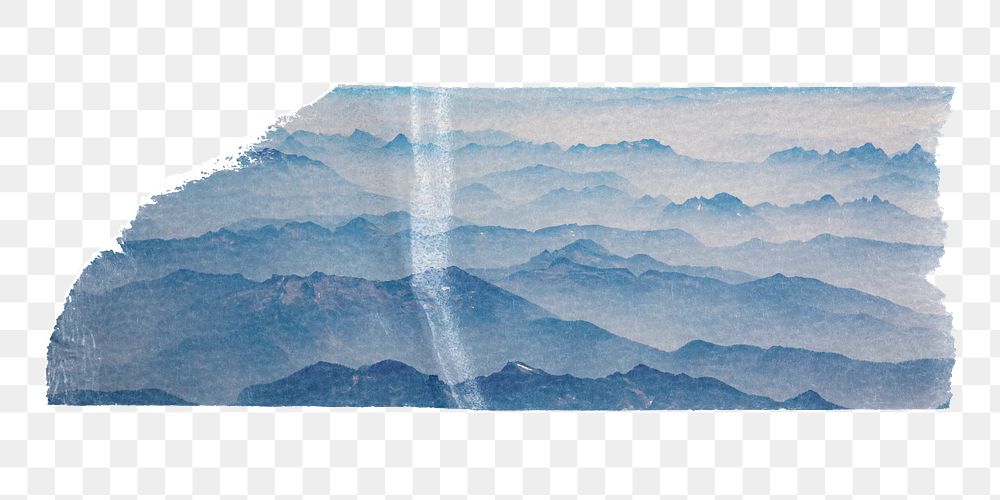 Landscape washi tape png sticker, collage element, transparent background