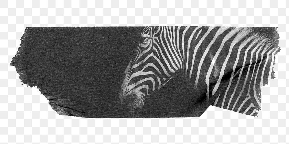 PNG zebra washi tape, stationery collage element, transparent background