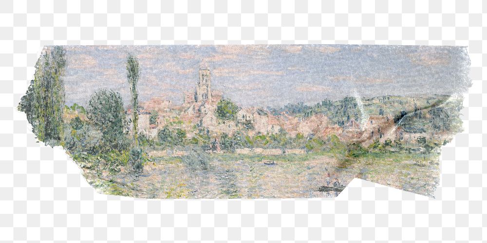 PNG Claude Monet's painting washi tape, journal sticker element, transparent background