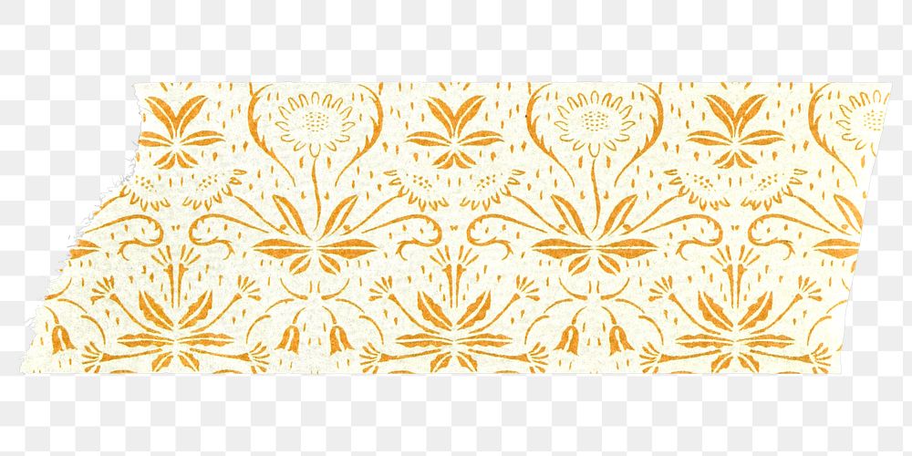 PNG floral pattern washi tape, stationery collage element, transparent background