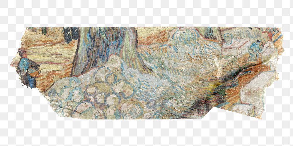 PNG Vincent van Gogh washi tape, stationery collage element, transparent background