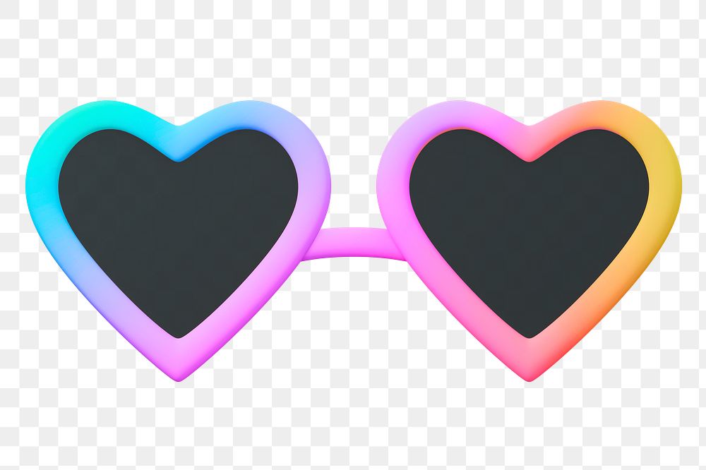 Heart sunglasses png sticker, 3D rendering, transparent background