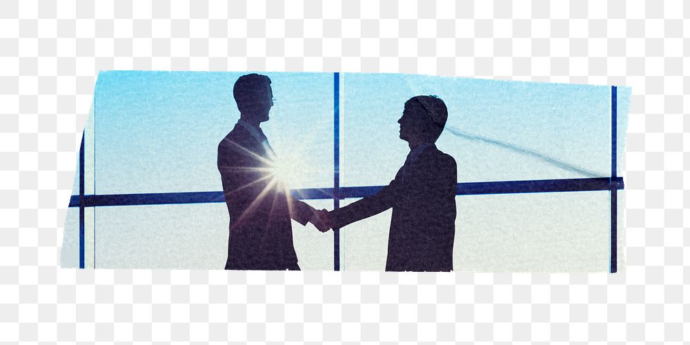 Business handshake png tape sticker, transparent background