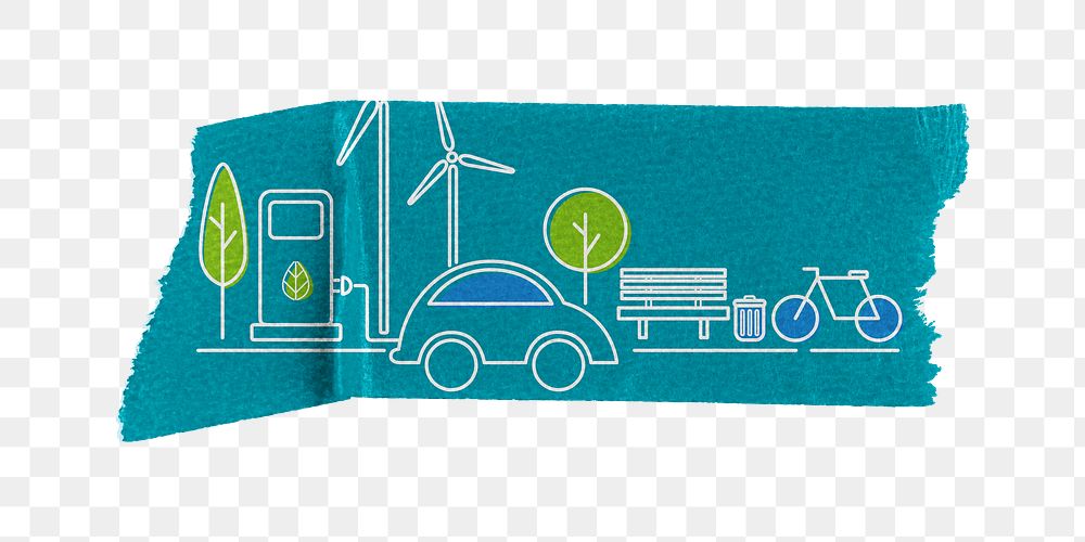 Renewable energy png tape sticker, environment, transparent background