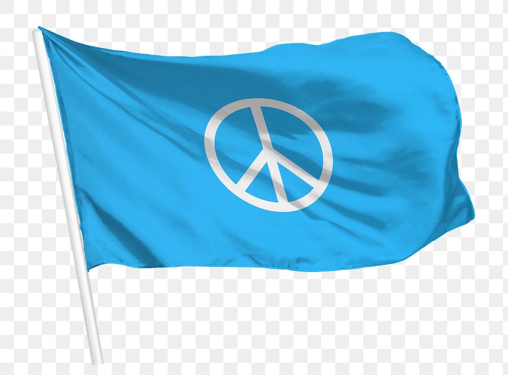 Ligh blue png flag waving, Peace sign graphic