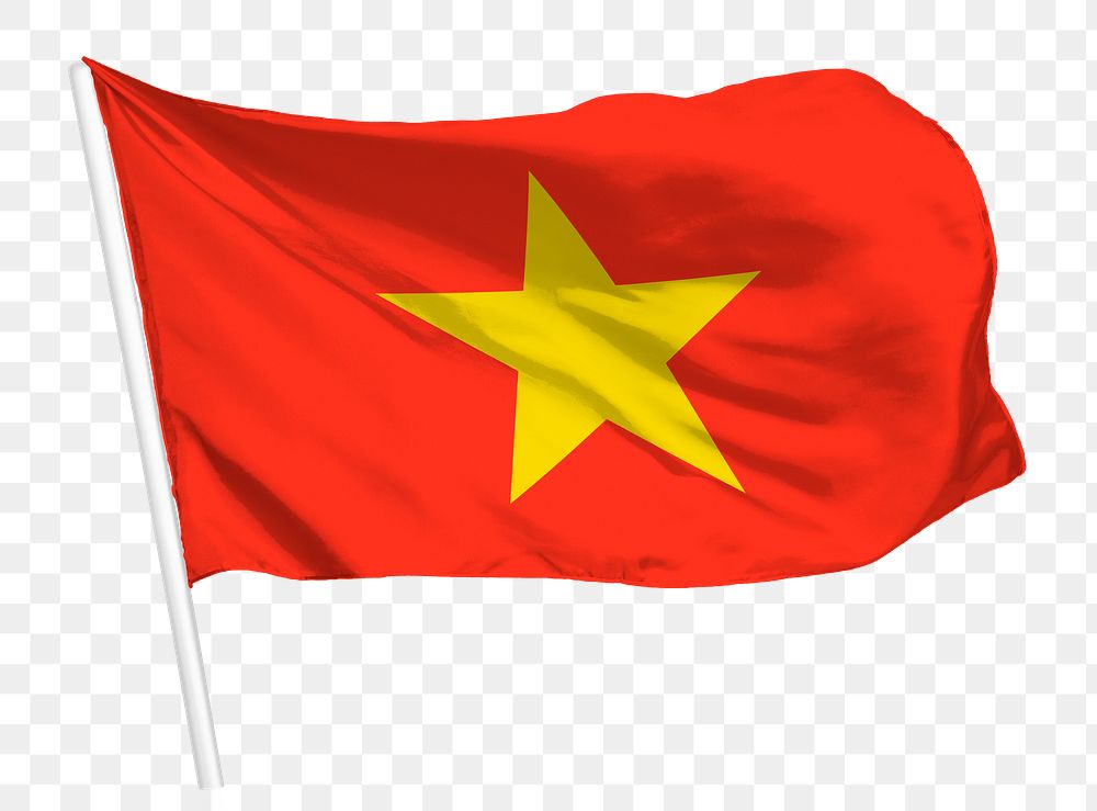 Vietnamese flag png waving, national symbol graphic