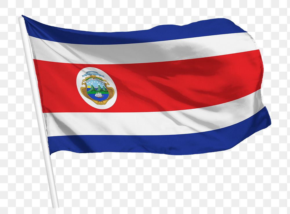 Costa Rica flag png waving, national symbol graphic