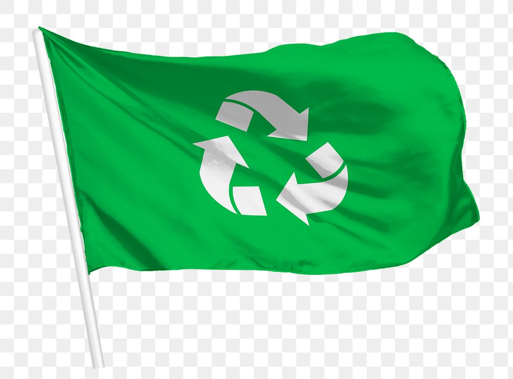 Green recycle png flag waving graphic