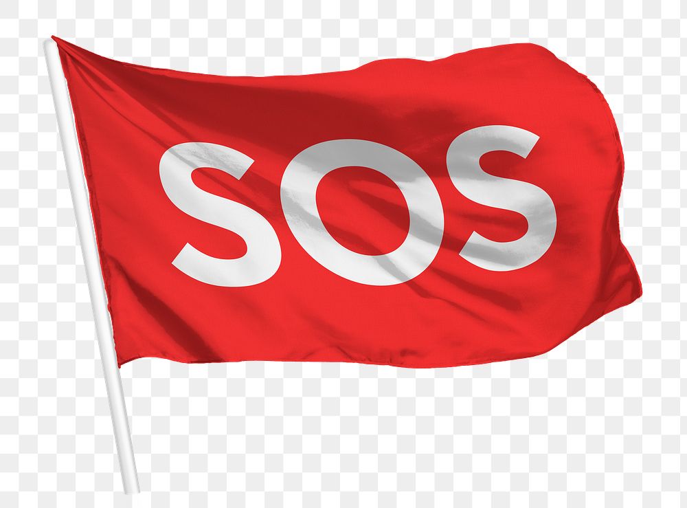 SOS red png flag waving graphic