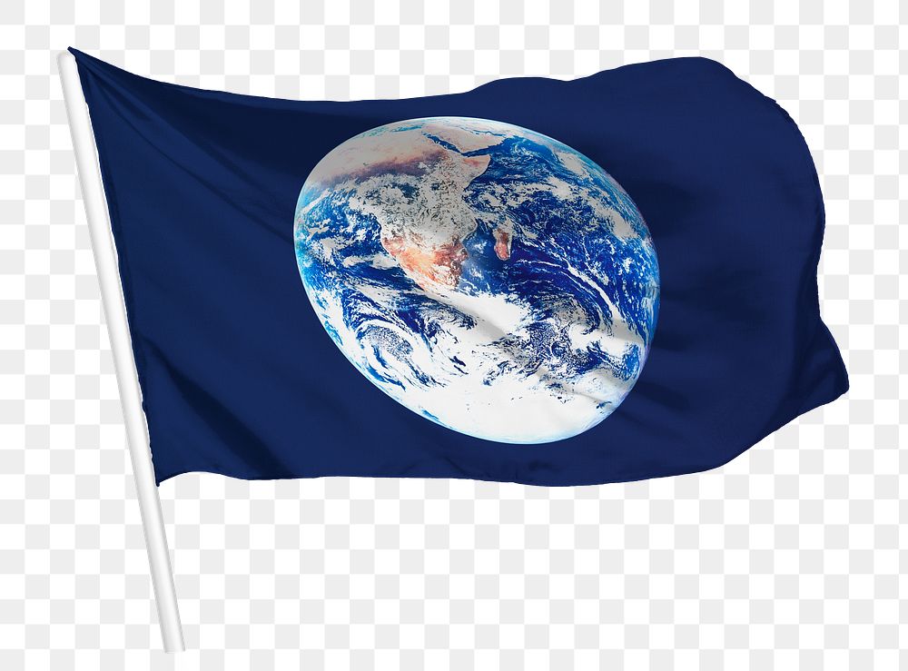 Blue png flag waving, Earth sticker