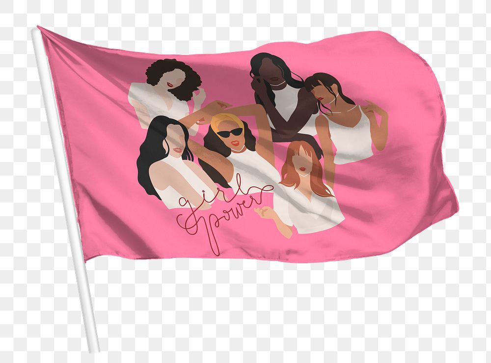 Girl power png flag waving, diversity graphic