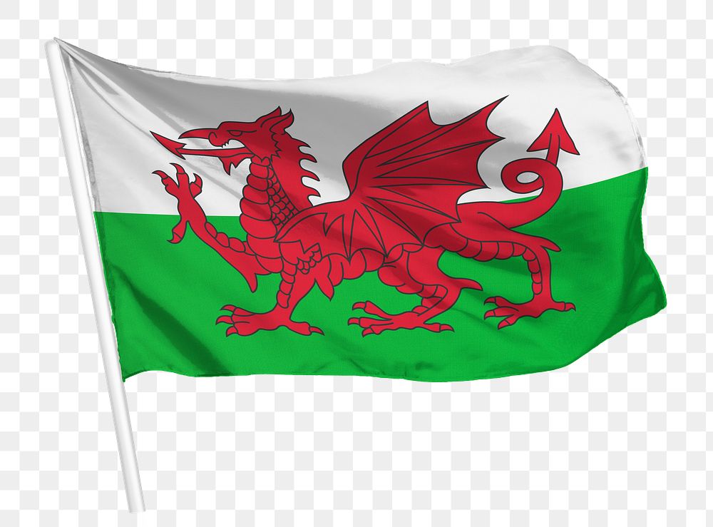 Welsh flag png waving, national symbol graphic