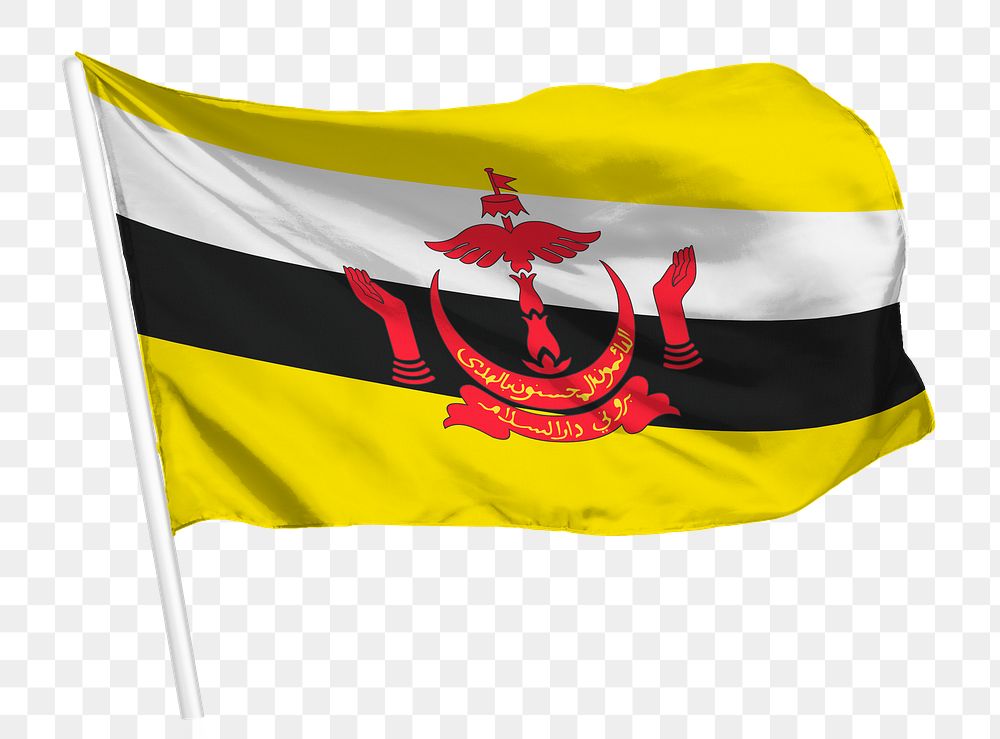 Brunei flag png waving, national symbol graphic