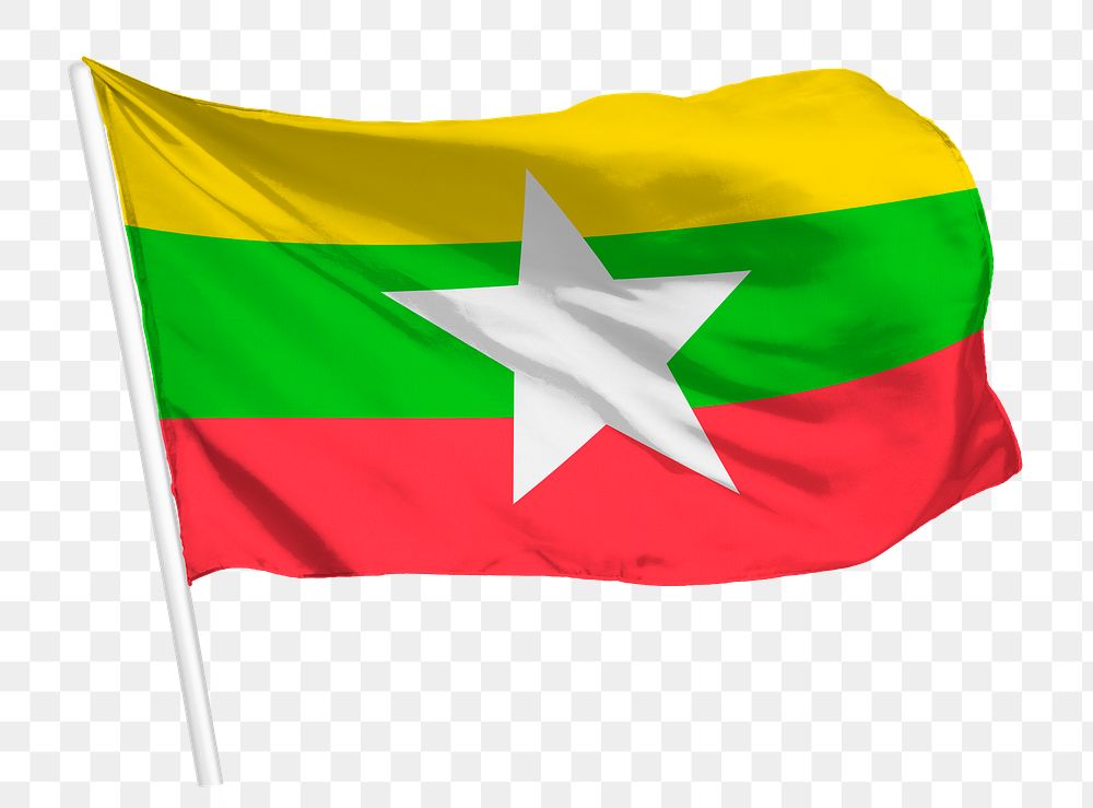 Myanmar flag png waving, national symbol graphic