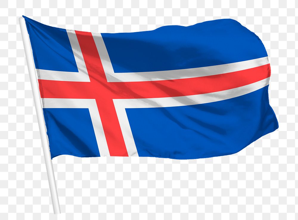 Iceland flag png waving, national symbol graphic
