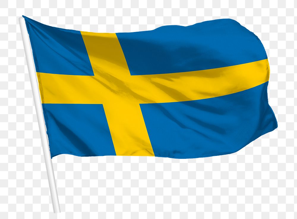 Swedish flag png waving, national symbol graphic