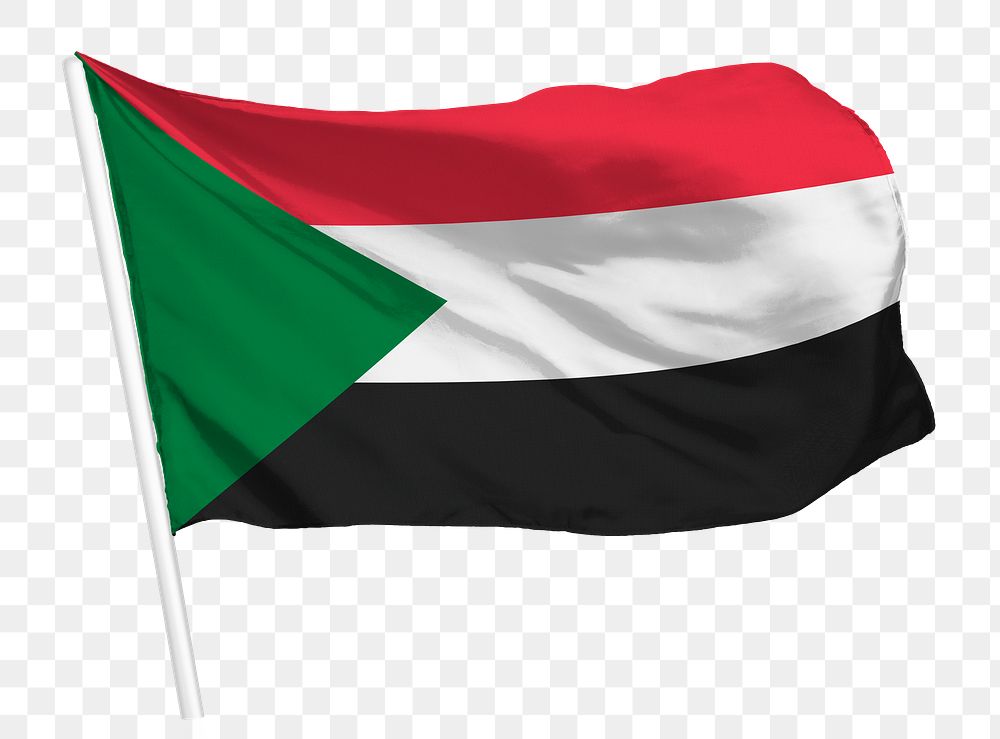 Sudan flag png waving, national symbol graphic