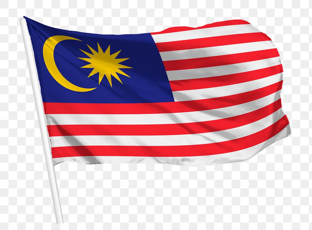 Malaysian flag png waving, national symbol graphic