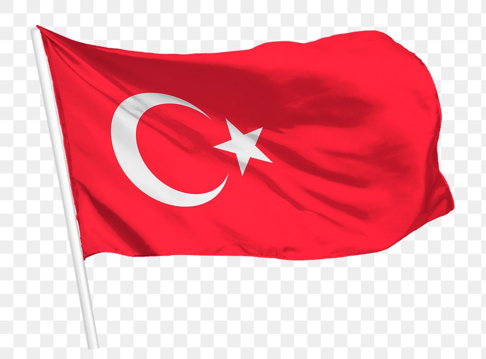 Turkey flag png waving, national symbol graphic