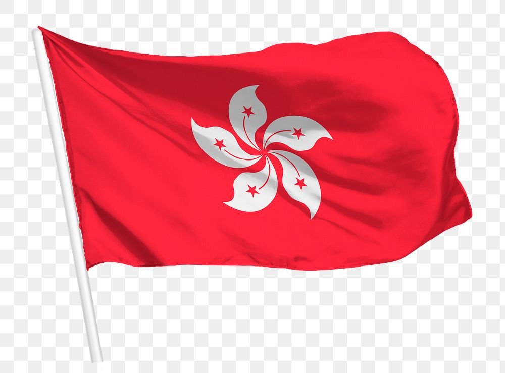 Hong Kong flag png waving, national symbol graphic