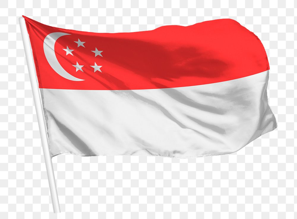Singaporean flag png waving, national symbol graphic